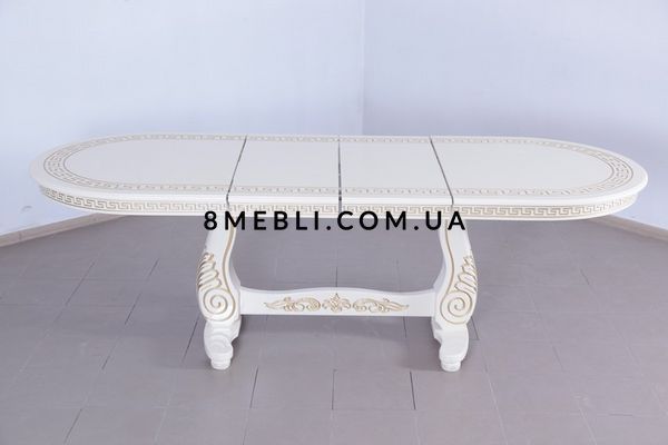 ➤Ціна 27 375 грн UAH Купити Стіл овальний Лусник 2 90х160(+40х2) 1 розкладний білий var 5➤Молочний ➤Столи на одній опорі➤Ренарф➤0022FRA фото