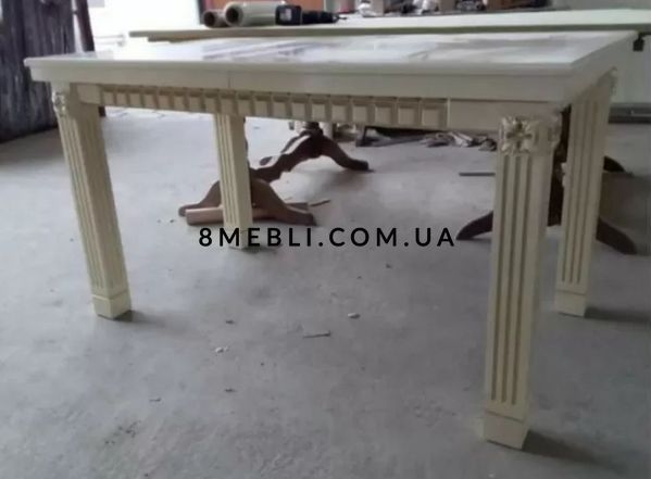 ➤Цена 24 540 грн UAH Купить Современный стол для обеденной зоны Конон на резных опорах 200х90 (+40 +40) белый ➤Белый ➤Стол обеденный ➤Еко➤220CТ фото