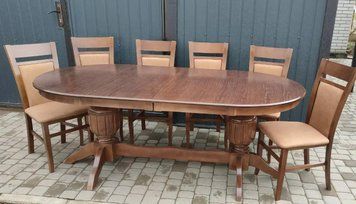 ➤Ціна 24 090 грн UAH Купити Стіл овальний 200х100(+40+40) із масиву дерева➤Горіх ➤Стіл обідній➤Rotanes➤0103SEN фото