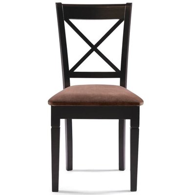 ➤Цена 3 675 грн UAH Купить Деревянный стул на прямых ножках 45x48x93 сиденье мягкое спинка крестообразная лак венге ➤Венге ➤С Х-подобной спинкой➤Nalp➤841PLN фото