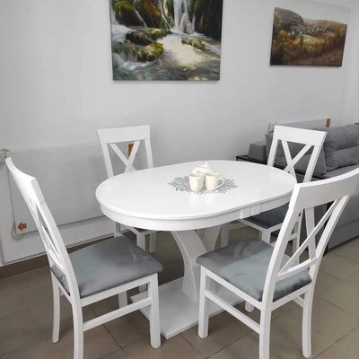 ➤Ціна 10 767 грн UAH Купити Білий стіл кухонний Кайл 110х70+40 на одній опорі➤Білий ➤Столи на одній опорі➤Rotanes➤0090SEN фото