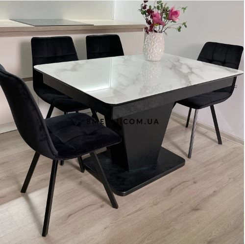 ➤Ціна 25 190 грн UAH Купити Комплект обідній стіл розкладний 110х70(+45) бетон чорний + стільці 4 шт чорні➤Чорний ➤Кухонний стіл та стільці комплект➤Maj➤0550JAM фото