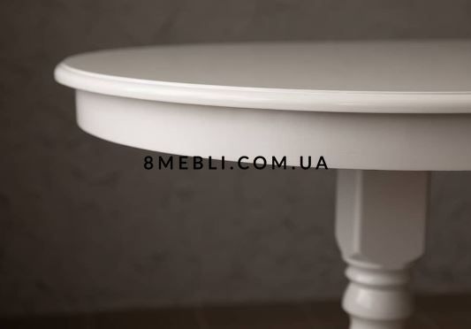 ➤Ціна 9 831 грн UAH Купити Обідній стіл овальний для кухні з натурального дерева 80х120 (+40) раскладной білий➤Білий ➤Стіл обідній➤lebem➤227ММЕ фото
