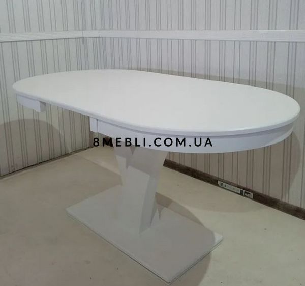 ➤Ціна 11 543 грн UAH Купити Білий стіл кухонний Кайл 110х70+40 на одній опорі➤Білий ➤Столи на одній опорі➤Rotanes➤0090SEN фото