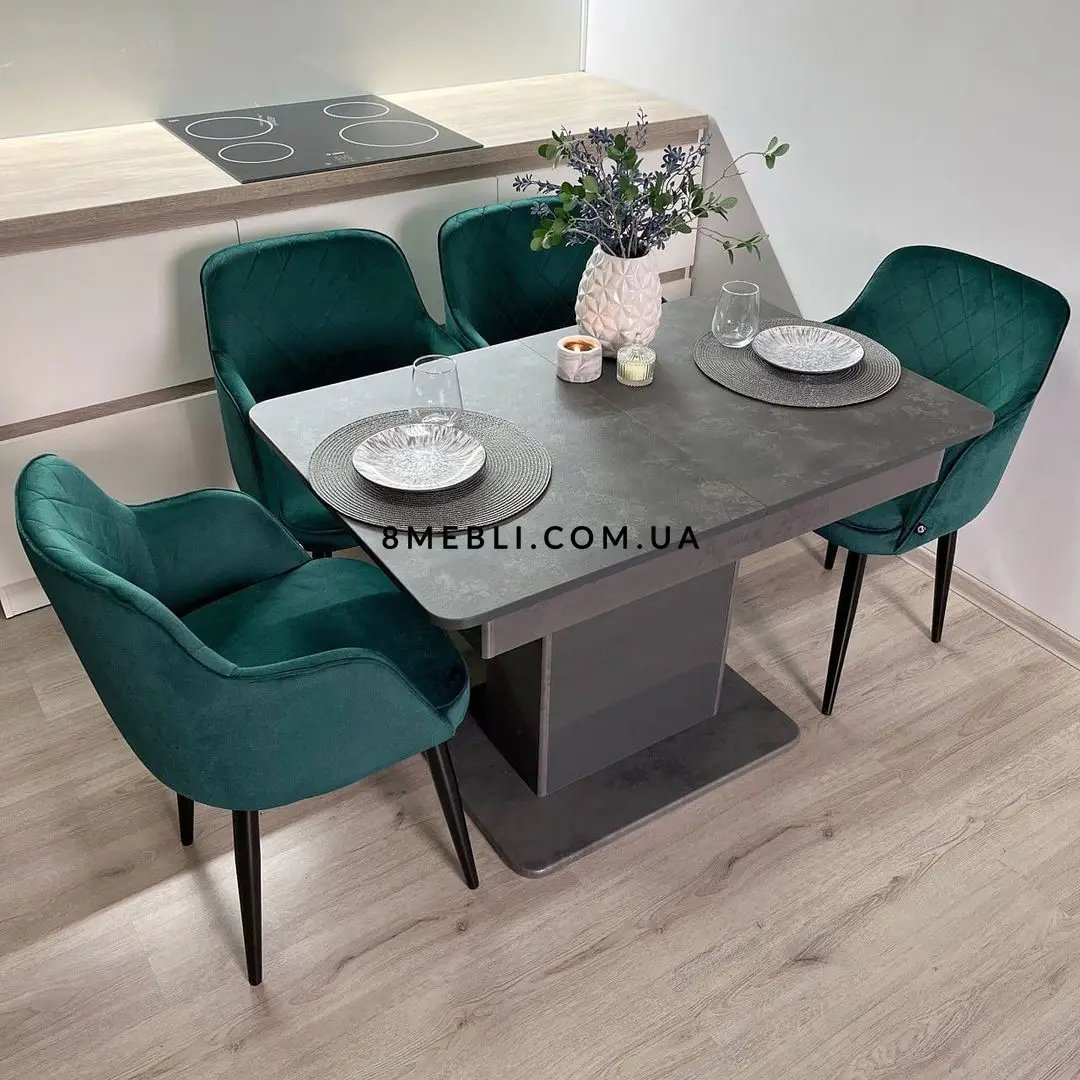 Комплект кухонний стіл Notsob Т Стандарт сірий + стілець крісло 4 шт 