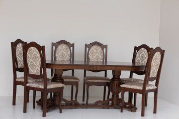 ➤Ціна 35 338 грн UAH Купити Комплект стіл обідній Ротанес 240х100(+40+40) + стільці Ноараф 6 шт 2➤Горіх світлий ➤Обідній стіл та стільці➤Rotanes➤0028SEN фото