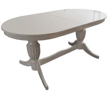 ➤Цена 21 744 грн UAH Купить Овальный стол для маленькой кухни 160х90(+40) из натурального дерева лак белый ➤Белый ➤Столы классические➤Nalp➤306PLN фото