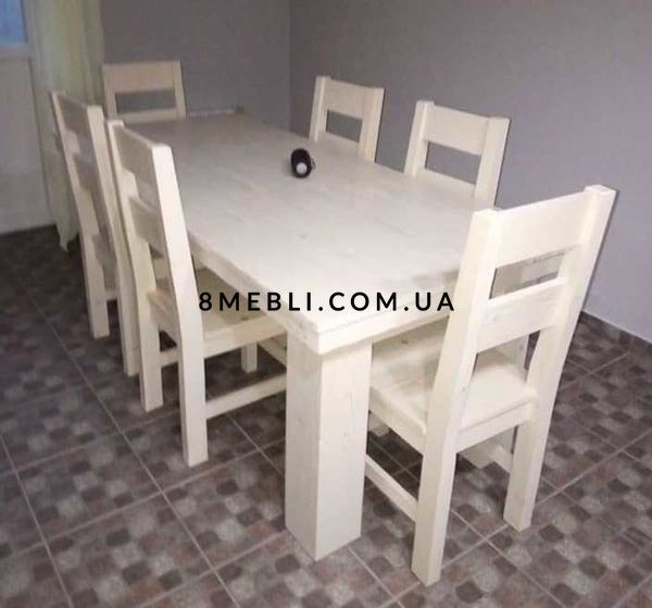 ➤Ціна 35 375 грн UAH Купити Комплект обідній стіл 120х80+ стільці 6 шт дерев'яні під старовину➤Білий ➤Комплекти обідні дерев'яні під старовину➤МЕКО➤0222МЕКО1 фото