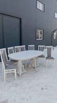 ➤Цена 60 277 грн UAH Купить Комплект стол на резных опорах 200х100(+40+40) + стулья 8 шт белый 2 ➤White ➤Обеденный стол и стулья➤Rotanes➤2222SEN фото