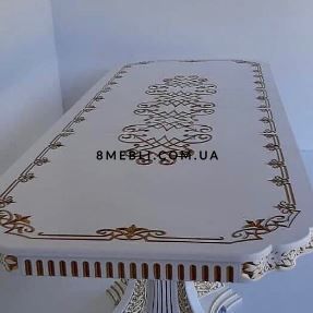➤Цена 30 156 грн UAH Купить Большой обеденный стол Калин из натурального дерева 250х100+50+50 слоновая кость ➤Слонова кістка ➤Стол обеденный ➤Еко➤093.1СТ фото