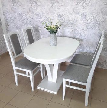 ➤Ціна 14 550 грн UAH Купити Стіл прямокутний 140х80+40 із масиву бука Кайл var 4➤white-natural ➤Стіл обідній➤Еко➤0135СТ1 фото
