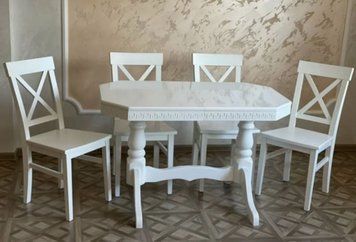 ➤Ціна 13 269 грн UAH Купити Стіл дерев'яний 120х80(+40) білий кухонний➤Білий ➤Стіл обідній➤Еко➤421СТ фото
