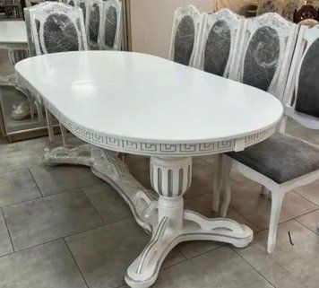➤Цена 38 475 грн UAH Купить Комплект стол 200х100(+40х2) с обеденными стульями 6 шт белый ➤White ➤Обеденный стол и стулья➤Еко➤2050СТ фото