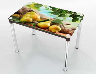 ➤Ціна  UAH Купити Обідній стіл 60х100 зі скляною стільницею нерозкладний коричневий стандарт + УФ друк➤Коричневий ➤Столи скляні➤Maj➤0146JAM фото