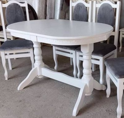 ➤Цена 7 350 грн UAH Купить Белый деревянный стол овальный раскладной Нерб 120х80+40 ➤Белый ➤Стол обеденный ➤Nerb➤127СТ фото