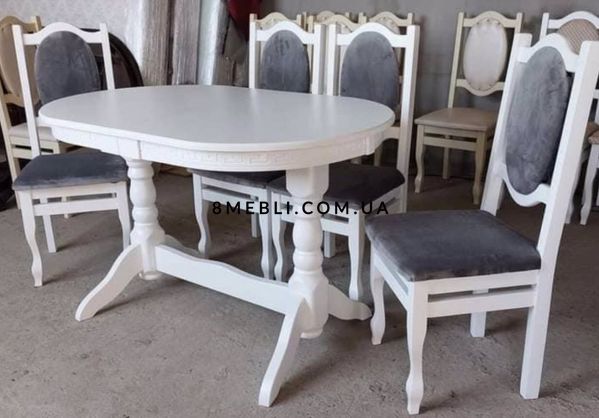 ➤Ціна 7 350 грн UAH Купити Білий дерев'яний стіл овальний розкладний Нерб 120х80+40➤Білий ➤Стіл обідній➤Nerb➤127СТ фото