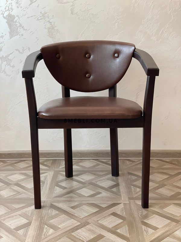➤Ціна 3 317 грн UAH Купити Стильний стілець з підлокітниками м'який Герхард шкірозамінник➤Темний горіх ➤Стілець із підлокітниками➤Еко➤1008ST фото