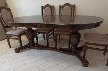 ➤Цена 22 799 грн UAH Купить Овальный стол 250Х100(+50х2) раскладной для гостиной деревянный лак орех  ➤Орех ➤Столы классические➤Nalp➤258PLN фото