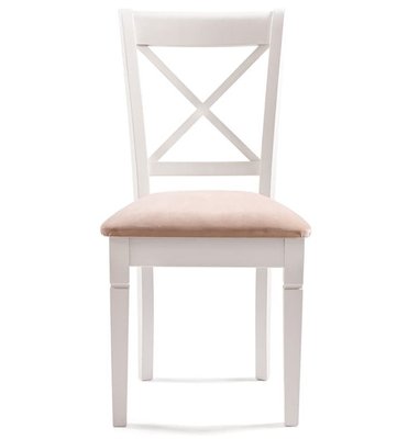 ➤Цена 3 975 грн UAH Купить Обеденный стул с мягким сиденьем 45x48x93 массив дерева спинка крестообразная лак белый ➤Белый ➤С Х-подобной спинкой➤Nalp➤843PLN фото