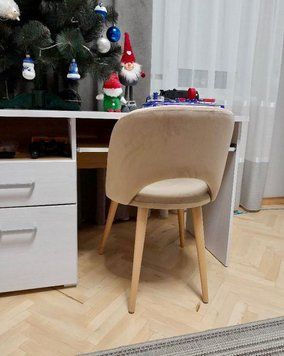 ➤Ціна 6 680 грн UAH Купити Стілець крісло для обідньої зони 50x45x82 тканина беж➤беж + коричневий ➤Стілець крісло м'яке➤Nalp➤2018PLN фото
