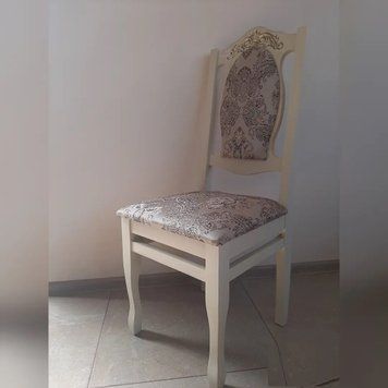➤Ціна 2 874 грн UAH Купити Стілець дерев'яний м'який з різьбленим малюнком лак білий 4➤white-natural ➤Стільці дерев'яні ➤Rotanes➤2291SEN фото