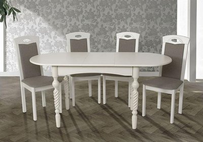 ➤Ціна 17 752 грн UAH Купити Комплект меблів стіл обідній на фігурних опорах + 4 м'які стільці з високою спинкою білий➤Білий ➤Обідній стіл та стільці➤Kit➤142ULT фото
