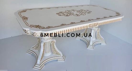 ➤Цена 30 156 грн UAH Купить Большой обеденный стол Калин из натурального дерева 250х100+50+50 белый ➤Белый ➤Стол обеденный ➤Еко➤093.1СТ фото