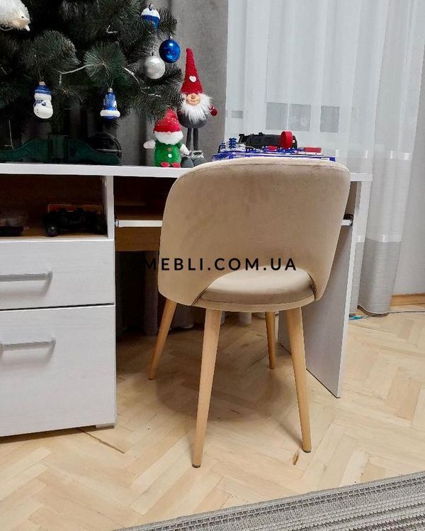 ➤Ціна 6 680 грн UAH Купити Стілець крісло для обідньої зони 50x45x82 тканина беж 2➤білий + беж ➤Стілець крісло м'яке➤Nalp➤2018PLN фото