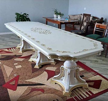 ➤Цена 30 156 грн UAH Купить Стол в гостиную большой Калин 250х100(+50х2) из натурального дерева лак белый ➤Белый ➤Стол обеденный ➤Еко➤093.9СТ910 фото