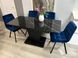 Комплект обідній стіл розкладний 110х70(+45) чорний + стільці 4 шт синіх на чорних ніжках 0550JAM фото 1