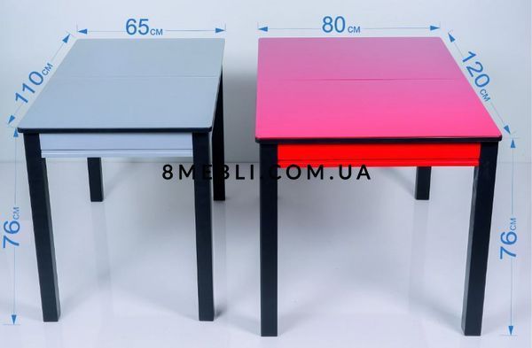 ➤Ціна 11 000 грн UAH Купити Стіл кухонний Омер-Нас mini 110х65(+35) стільниця лакобель сірий з чорним➤сірий + чорний ➤Стіл обідній➤Remrofib➤0164REM фото