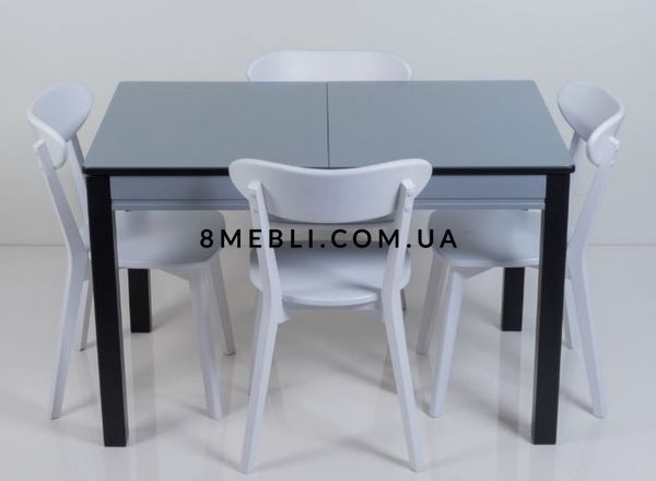 ➤Ціна 11 000 грн UAH Купити Стіл кухонний Омер-Нас mini 110х65(+35) стільниця лакобель сірий з чорним➤сірий + чорний ➤Стіл обідній➤Remrofib➤0164REM фото