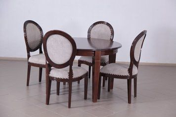 ➤Цена 54 120 грн UAH Купить Комплект стол круглый Нораб D150 + стулья 4 шт Яиценев орех темный ➤горіх темний ➤Комплект стол и стулья➤Ренарф➤0042FRA фото