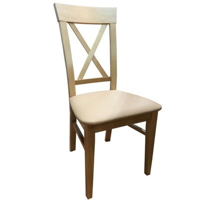 ➤Ціна 3 630 грн UAH Купити Дерев'яний стілець класичний 48x45x93 м'який спинка хрестоподібна лак горіх темний➤Горіх ➤З Х-подібною спинкою➤Nalp➤848PLN фото