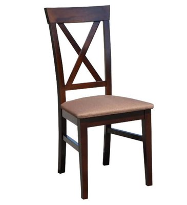 ➤Ціна 3 630 грн UAH Купити Дерев'яний стілець класичний 48x45x93 м'який спинка хрестоподібна лак горіх темний➤Темний горіх ➤З Х-подібною спинкою➤Nalp➤848PLN фото