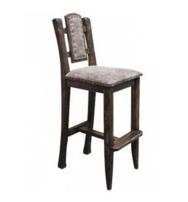 ➤Ціна 2 925 грн UAH Купити Високий стілець дерев'яний з підніжкою сидіння спинка шкірозамінник барний Махмуд➤Горіх ➤Стільці барні➤Еко➤001БР фото