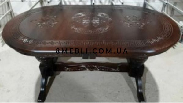 ➤Ціна 17 462 грн UAH Купити Стіл обідній з різьбленою стільницею Лука 160х90+40➤Горіх ➤Стіл обідній➤Еко➤116СТ фото