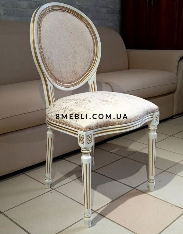➤Цена 10 800 грн UAH Купить Стул мягкий из корпус массив дерева 51x48x100 спинка круглая лак слоновая кость ➤Слонова кістка ➤Стулья деревянные➤Nalp➤552PLN фото
