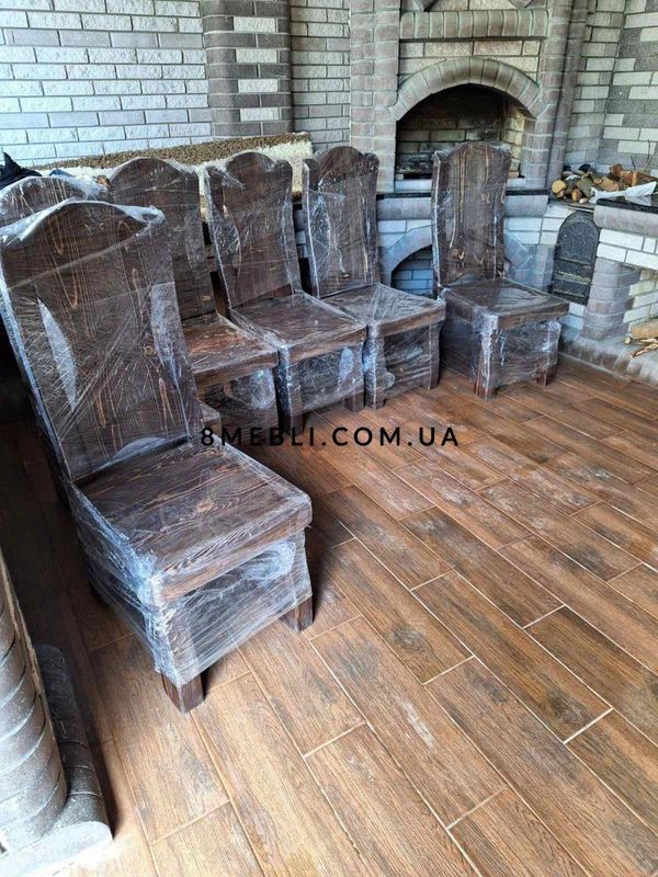 ➤Цена 38 085 грн UAH Купить Деревянная мебель для дачи стол нераскладной 90х200 6 стульев ➤Орех ➤Стол и стулья для сада➤МЕКО➤025КС фото