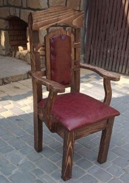 ➤Ціна 3 300 грн UAH Купити Стілець під старовину Іксвелорок із масиву дерева м'який 2➤Темний горіх ➤Стільці під старовину➤МЕКО➤0062МЕКО1 фото