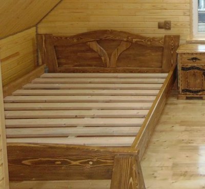 ➤Ціна 9 450 грн UAH Купити Ліжко дерев'яне двоспальне Адьлози 2 під старовину➤Горіх ➤Ліжко під старовину➤МЕКО➤0132МЕКО фото