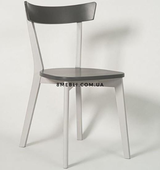 ➤Ціна 3 630 грн UAH Купити Кухонний стілець дерев'яний твердий 48x52x81 корпус білий сіре сидіннястілець з високою твердою спинкою 40x41x100 лак темний горіх➤Білий ➤Тверді➤Nalp➤891PLN фото