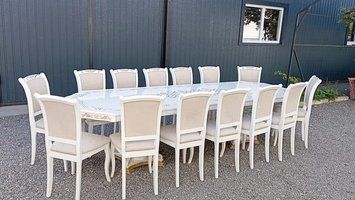 ➤Цена 62 930 грн UAH Купить Комплект стол для гостиной 200х100(+40+40) + стулья 12 шт белый 5 ➤белое дерево ➤Обеденный стол и стулья➤Rotanes➤2223SEN фото