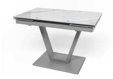 ➤Ціна 16 130 грн UAH Купити Обідній стіл 110х70(+30х2) на металевому каркасі стільниця скло ударостійке сірий 01➤Сірий ➤Столи на V-подібній опорі➤Maj➤0001JAM фото