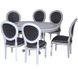 Обідній комплект стіл розкладний D110 + стільці м'які з круглою спинкою 6 шт білий + патина 087PLN фото 2