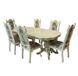 Комплект стіл великий у вітальню 180x100 (+50x2) + стільці м'які 6 шт слонова кістка + патина 040PLN фото 1