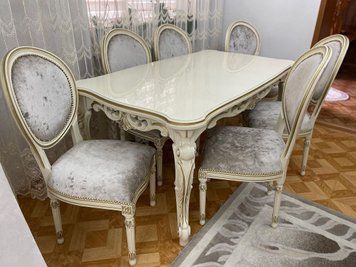 ➤Цена 99 015 грн UAH Купить Комплект стол раскладной 200х95(+40) Фарг + стулья Лесрам 6 шт var 1 ➤Белый ➤Комплект стол и стулья➤Ренарф➤0056FRA фото