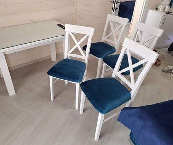 ➤Ціна 4 716 грн UAH Купити Стілець дерев'яний для кухні 48x45x93 м'який спинка хрестоподібна білий➤біле дерево ➤Стільці з Х-подібною спинкою➤Nalp➤851.2PLN фото