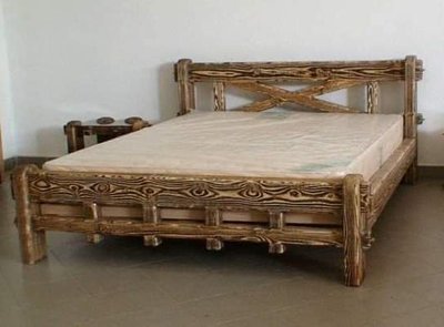 ➤Ціна 8 850 грн UAH Купити Ліжко дерев'яне двоспальне Ски 160х200 під старовину➤Горіх ➤Ліжко під старовину➤МЕКО➤0136МЕКО фото