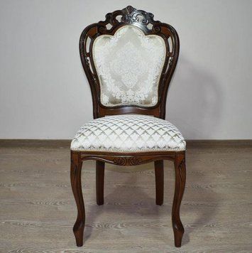 ➤Ціна 11 340 грн UAH Купити М'який стілець для вітальні 47x48x100 із натурального дерева лак темний горіх з патиною➤Темний горіх ➤Стільці дерев'яні ➤Nalp➤512PLN фото